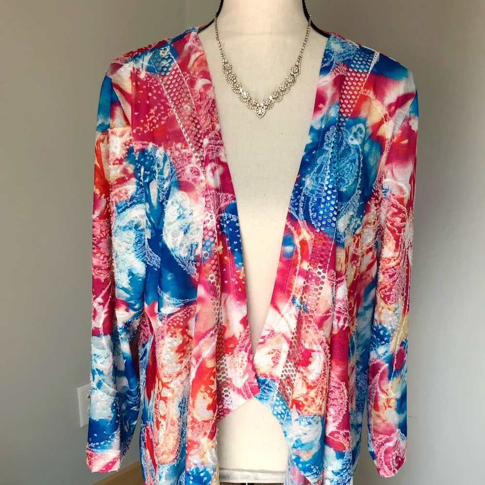NWT Chico’s Floral Print Open Lightweight Cardigan Jacket Size Medium
